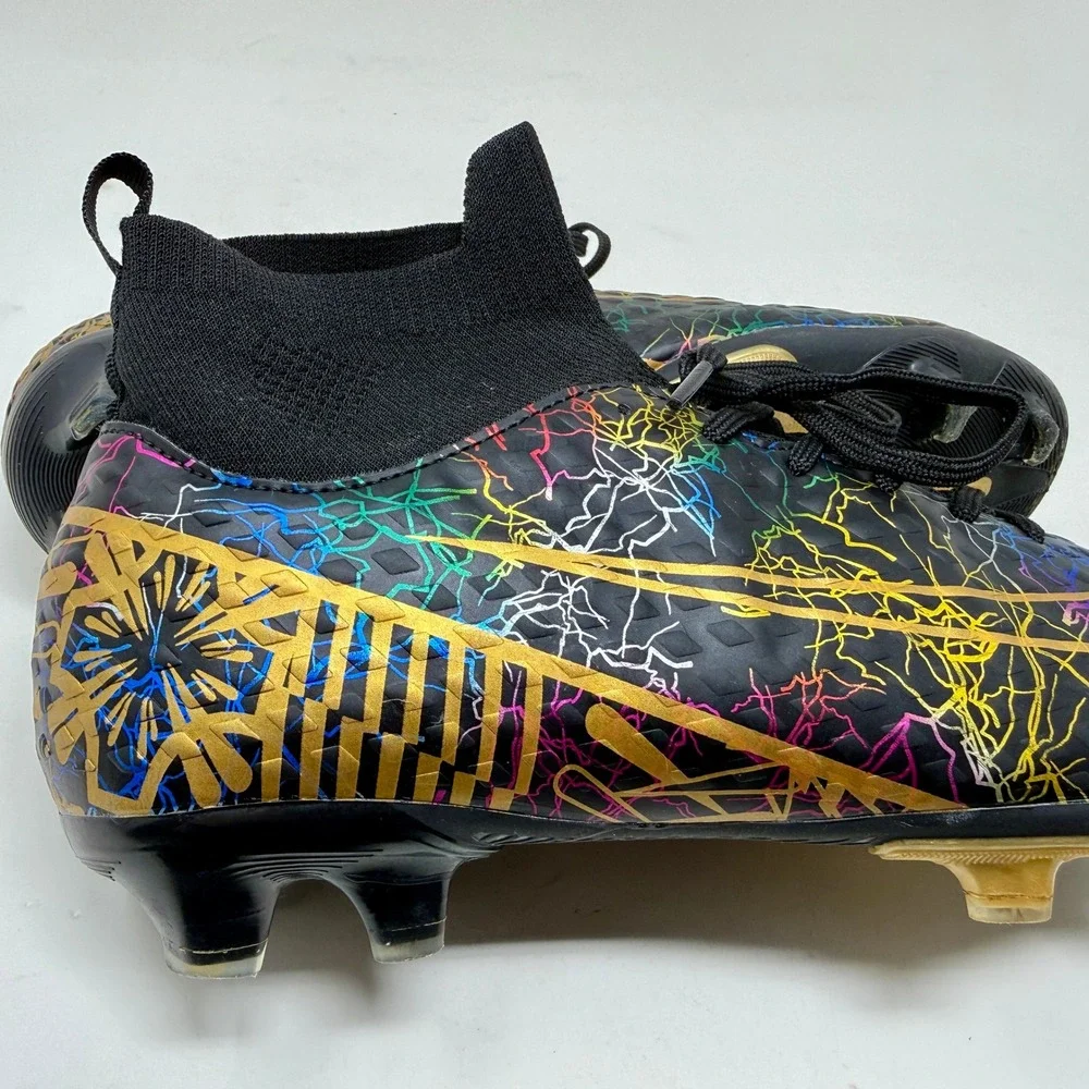 Mens High Top Soccer Cleats Black Multi Color Lightning Graphic Men's 7 1/2